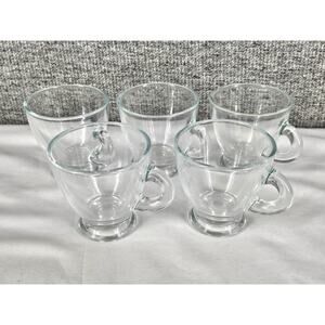 SET OF 5 CLEAR GLASS ESPRESSO TEA CUPS – STANDARD SIZE